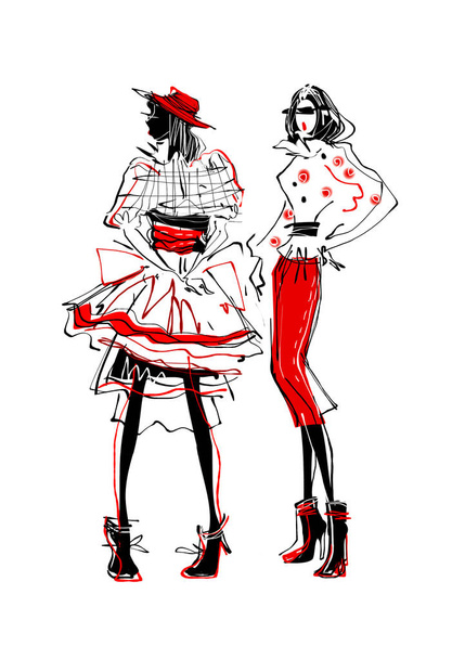 fashion sketches set - Photo, Image