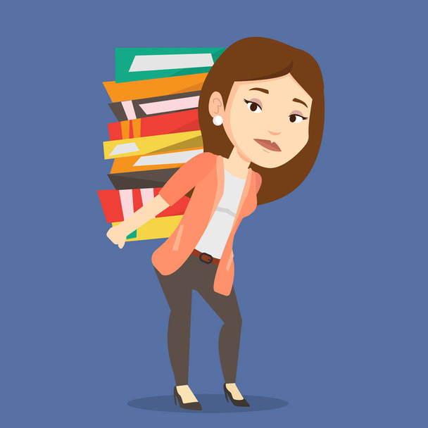 Student with pile of books vector illustration. - Vetor, Imagem