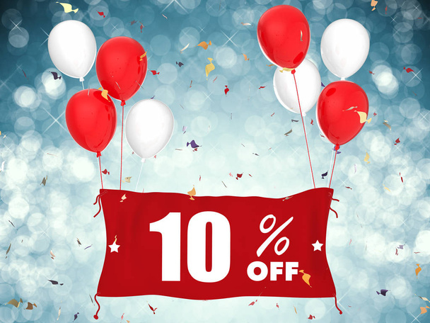 10% sale off banner on blue background - 写真・画像