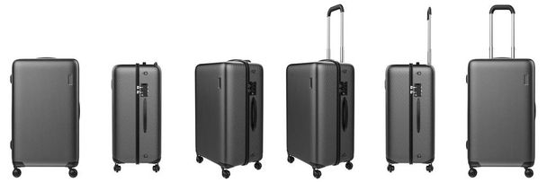 grey hard case luggage isolated on white - Foto, afbeelding