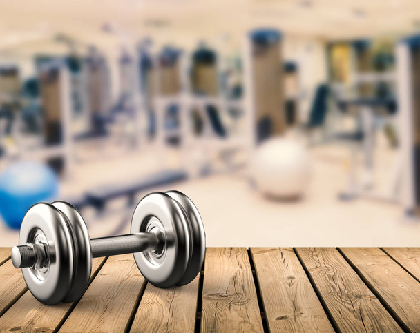 metal dumbbell with gym background - Photo, Image