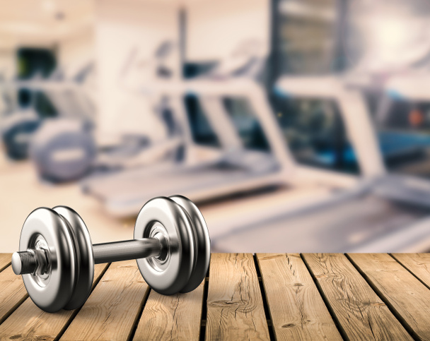 metal dumbbell with gym background - Photo, Image