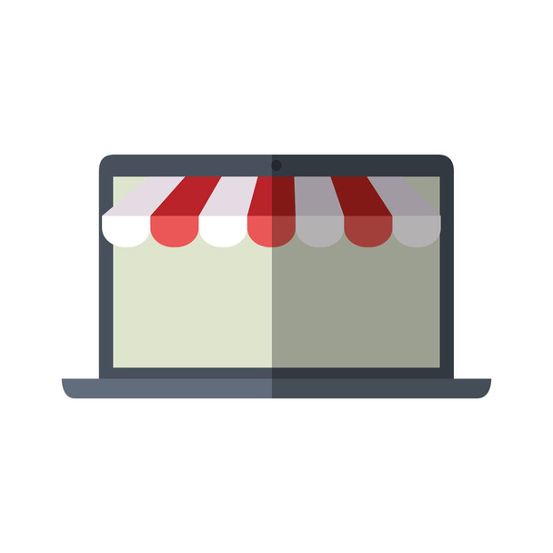 online αγορές lap-top πώληση e-commerce χρώμα σκιάς - Διάνυσμα, εικόνα