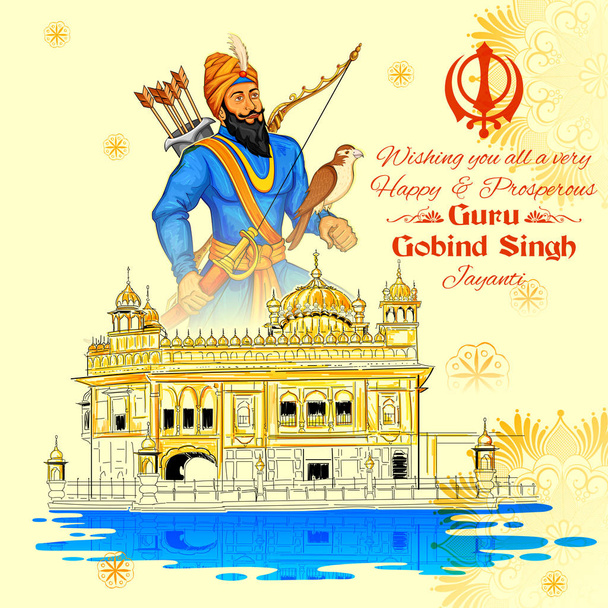 Feliz Guru Gobind Singh Jayanti festival para fundo celebração Sikh
 - Vetor, Imagem