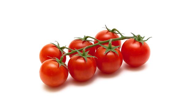 ripe cherry tomatoes isolated on white background - 写真・画像
