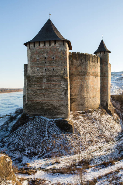 Ancient stone castle in winter. Landscape. - Foto, Imagem