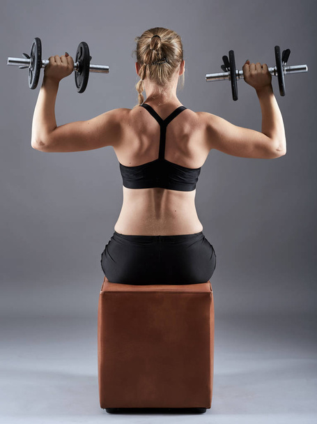 woman workout with dumbbells - Photo, image