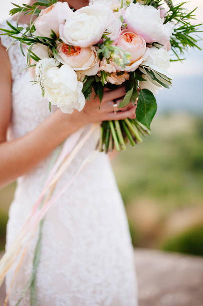 wedding bouquet orchids and peonies - Photo, Image
