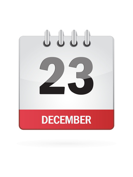 December huszonharmadik naptár ikonra a fehér háttér - Vektor, kép