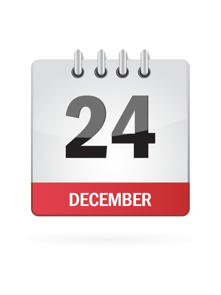 vierentwintigste in december kalenderpictogram op witte achtergrond - Vector, afbeelding