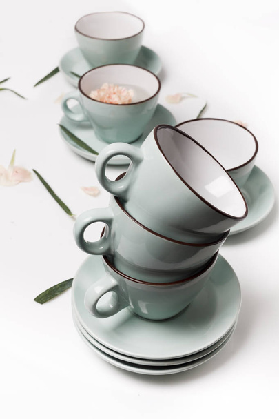Clean dishes, coffee or tea cups set - Photo, Image