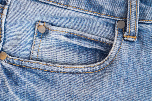 Close-up of a blue jeans denim pocket - Photo, Image
