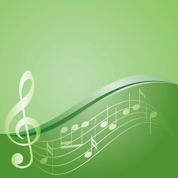 green vector background - curved music notes  - Wektor, obraz