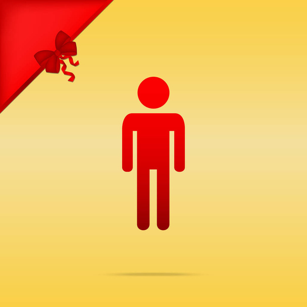 Man sign illustration. Cristmas design red icon on gold backgrou - Vector, Image