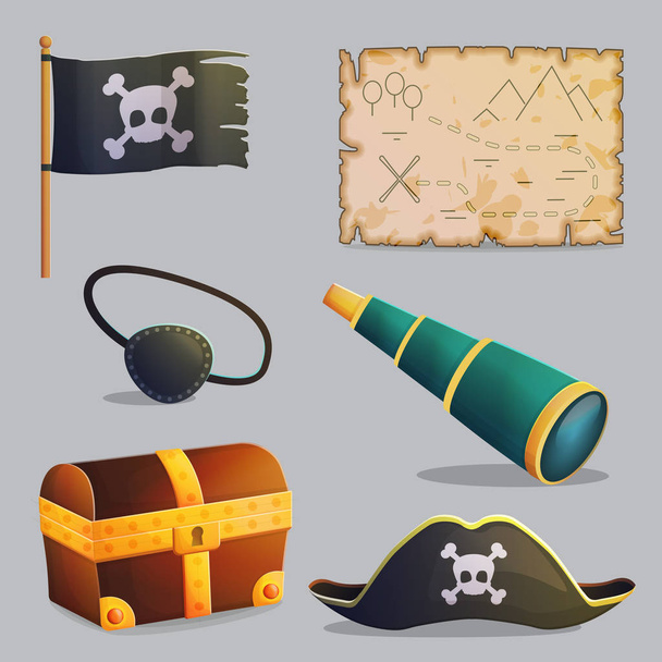 Коллекция навигации и аксессуаров для пиратских кораблей
 - Вектор,изображение