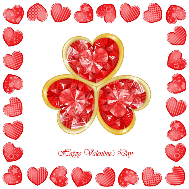 Valentinstag Hintergrund mit lustigen Herzen - Vektor, Bild