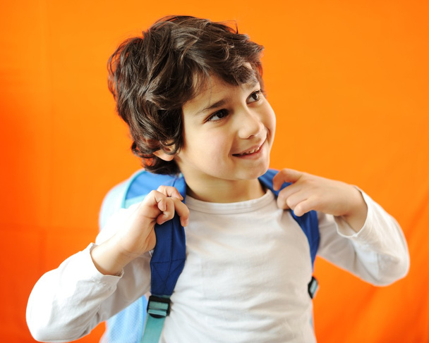 Little school cute boy with backpack - Фото, зображення