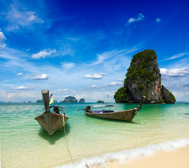 dlouhý ocas čluny na beach, Thajsko - Fotografie, Obrázek