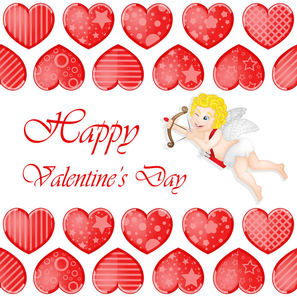 Valentinstag Hintergrund mit lustigen Herzen - Vektor, Bild