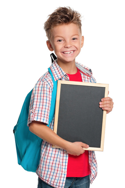 Boy with small blackboard - Φωτογραφία, εικόνα