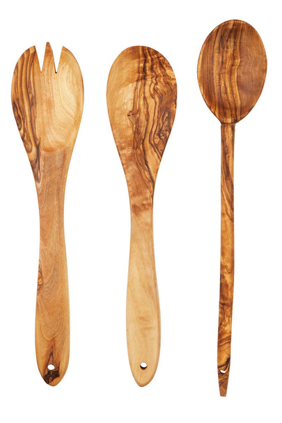 cucchiai di legno isolati su bianco - Foto, immagini