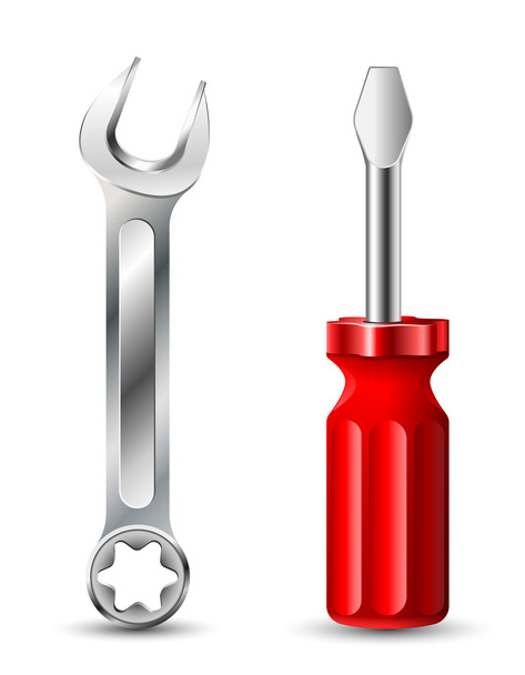 Screwdriver and Wrench Icon. Vector illustration - Vetor, Imagem