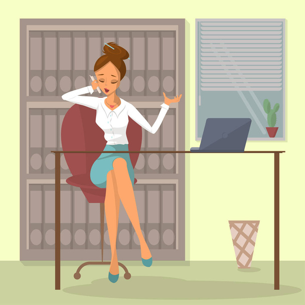 Business woman talks on phone - Vector, Image