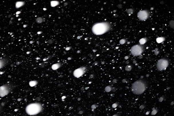 Real snow on black background - Фото, зображення