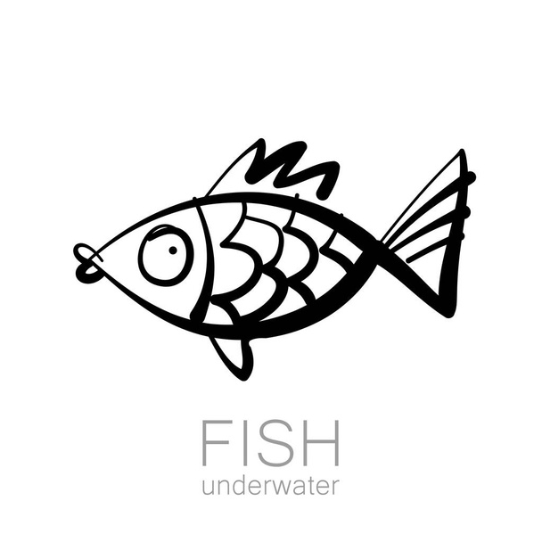 fish underwater hand draw - Vector, afbeelding