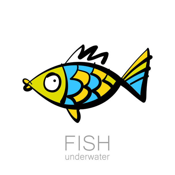 fish underwater hand draw - Vector, Imagen