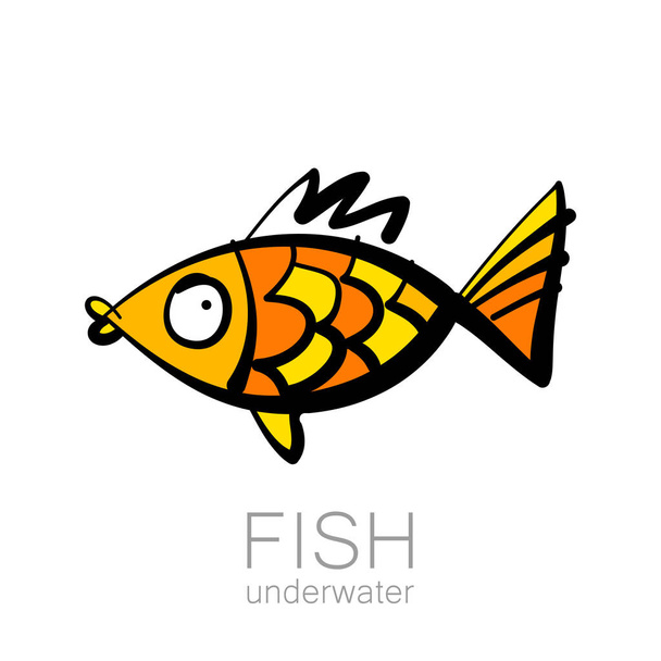 fish underwater hand draw - Vector, Image