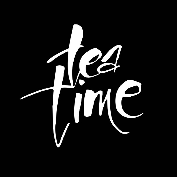 tea time lettering - Vector, imagen