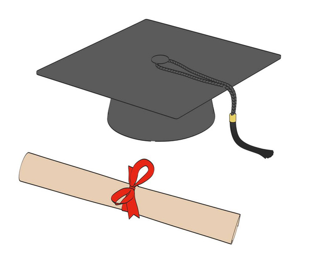 2d Cartoon Illustration der Graduierung Set - Foto, Bild