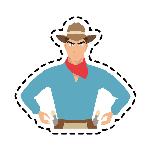 Isolated cowboy cartoon design - Vector, Image