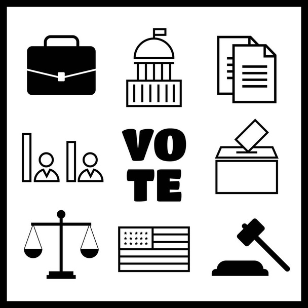 Voting and elections linear icons. Government political - Vector, Image