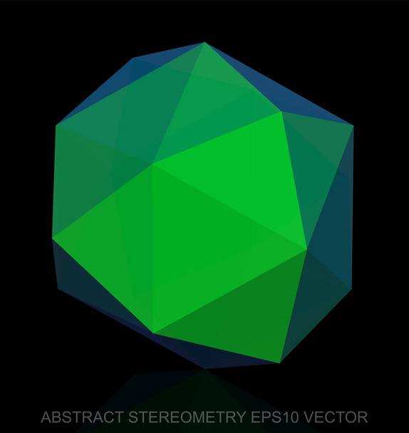 Abstract geometry: low poly Green Octahedron. EPS 10, vector. - Вектор,изображение