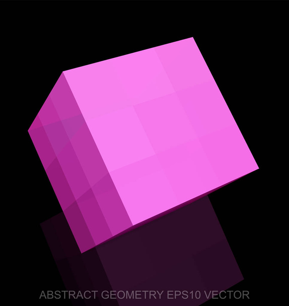 Absztrakt geometria: alacsony poly Pink kocka. Vektoros EPS 10,. - Vektor, kép