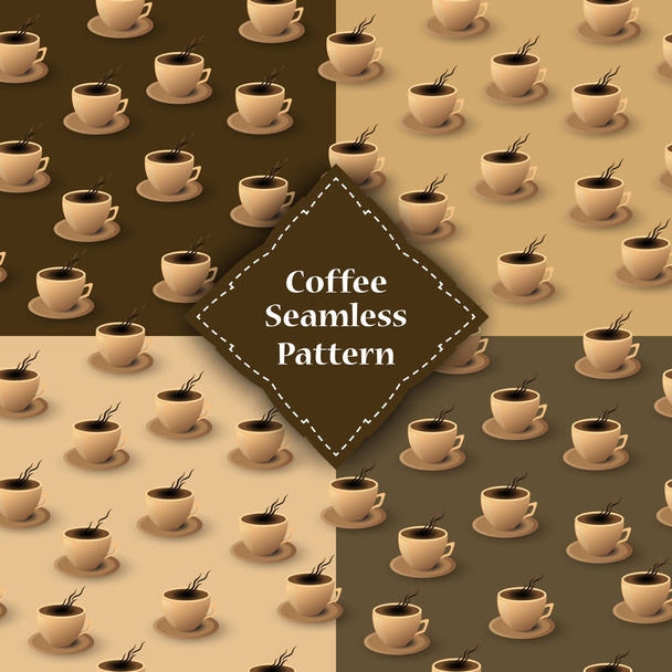 seamless pattern of cups and coffee husk - Vector, Imagen