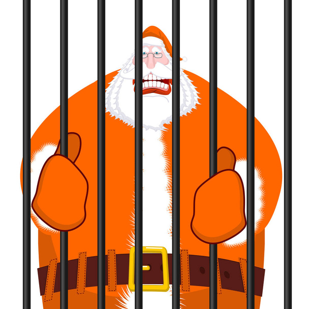 Roupas de prisioneiro laranja do Pai Natal. Natal na prisão. Windo...
 - Vetor, Imagem