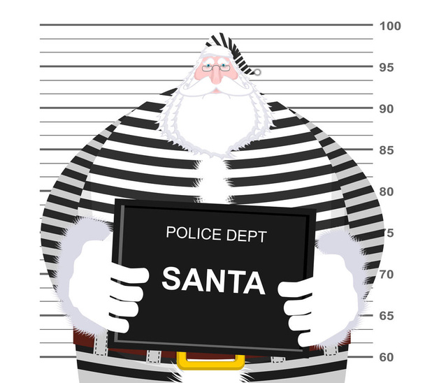 Mugshot Santa Claus en el Departamento de Policía. Taza de Navidad. Ar.
 - Vector, imagen