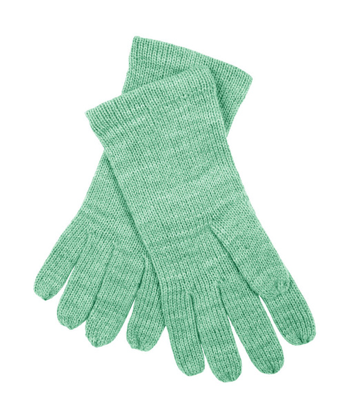 Green wool gloves isolated on white background. - Photo, Image