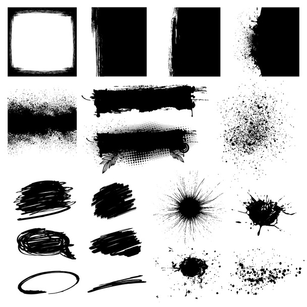 Set Black Grunge Design Element - Vector, Image