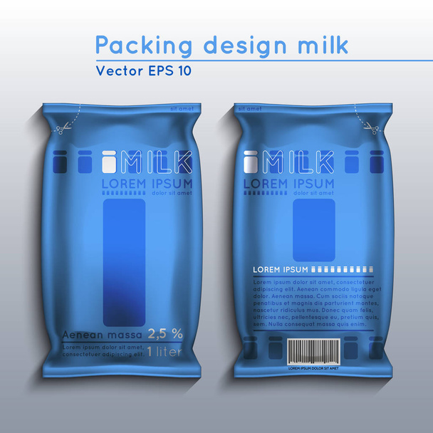 Flexible packaging milk - Vektor, Bild