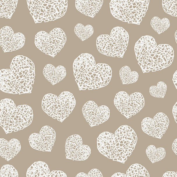 Romantic pattern with painted hearts. Celebratory Event, Valenti - Vector, Image