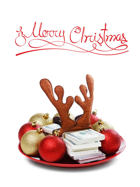 Gift Christmas concept, money isolated on white - Фото, зображення