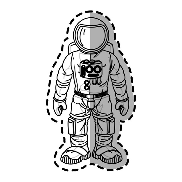Изолированный мультфильм про космонавта
 - Вектор,изображение