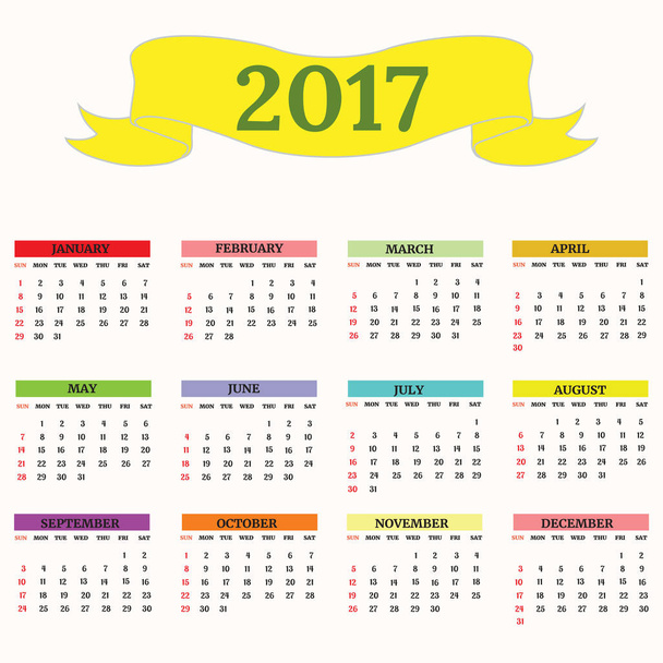 2017 Calendario - ilustración Vector
.  - Vector, imagen