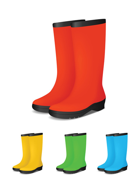 Set di stivali di gomma di sicurezza colorati
 - Vettoriali, immagini