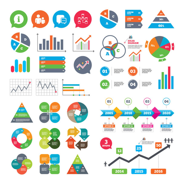 Business charts Information sign and group icons - Vector, afbeelding
