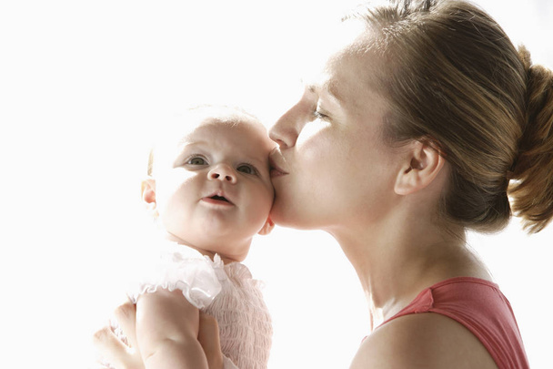 Mother kissing baby girl - Fotoğraf, Görsel
